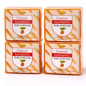 Djanya Carrot Turmeric Kojic Acid Soap Set of 4 - Natural Skincare for Radiant Skin