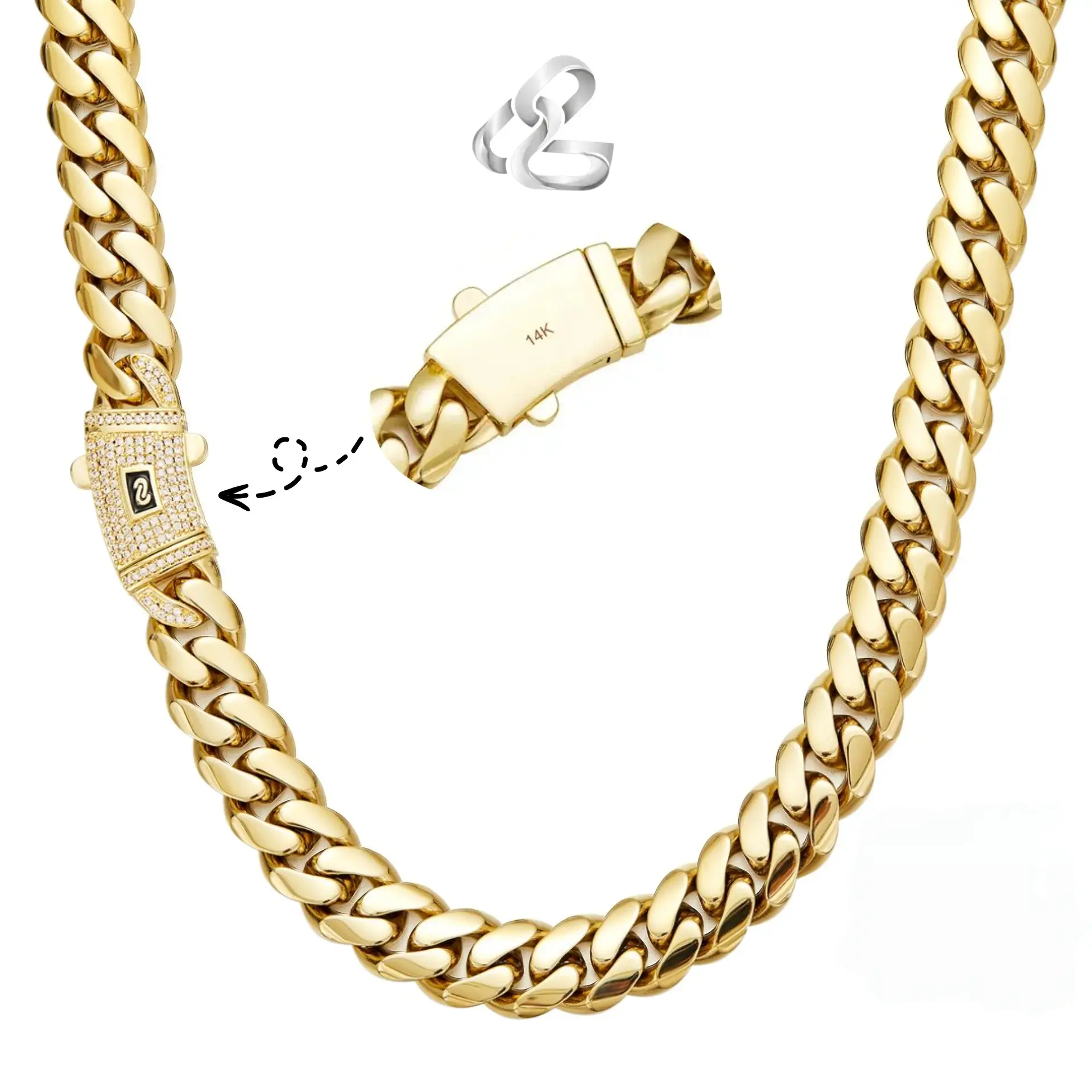 14K Real Gold-Plated Cuban Necklace The LatestElectroplating Process for Rust Prevention Waterproof,Fade-Proof Hypoallergenic Miami Link  Items 6-14mm Sizes Hip-Hop Style Fashion Timeless Shine forEvery Look men's jewelry y2k