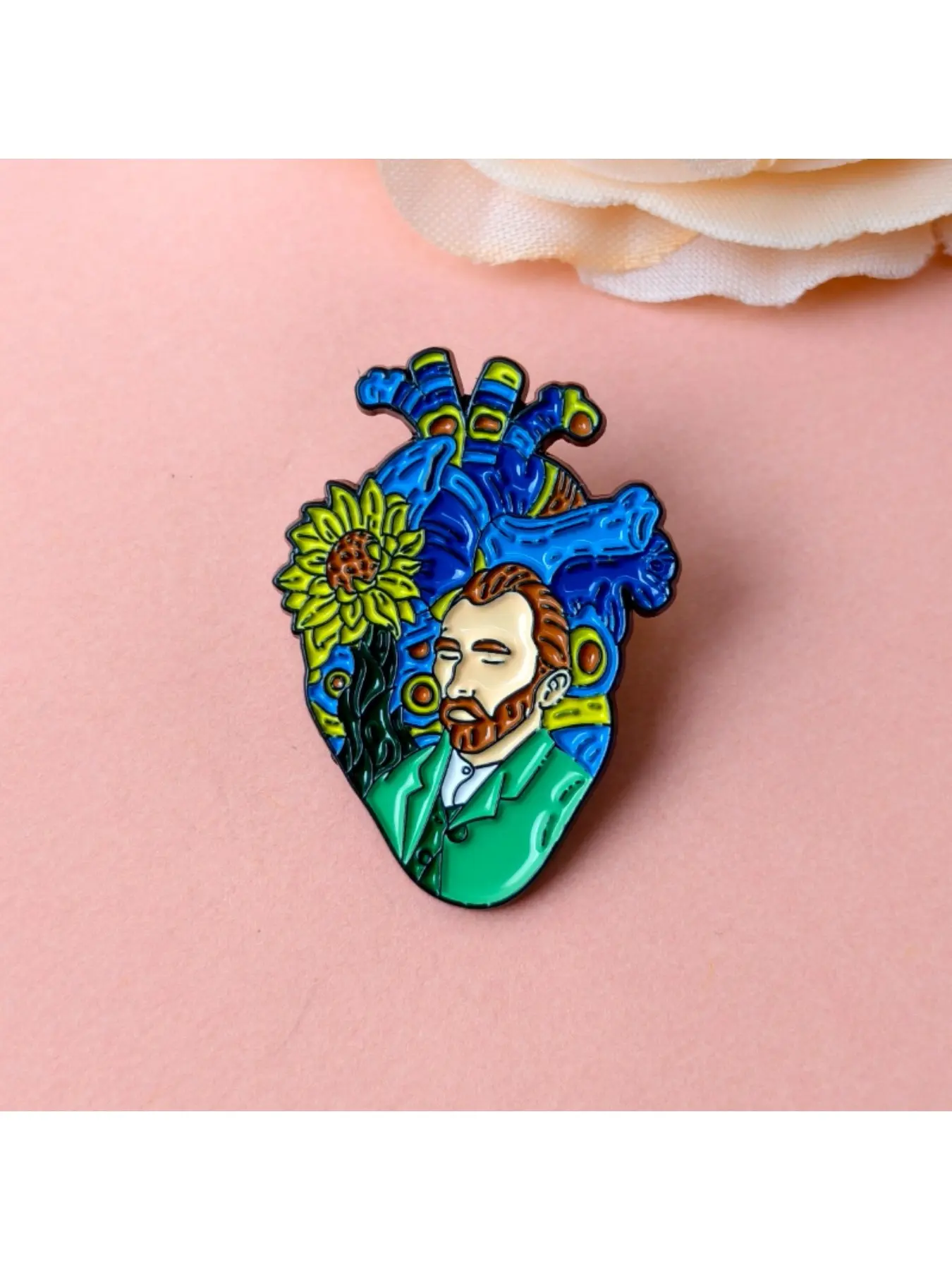 Elegant Sunflower Enamel Pin Artistic Oil Painting Brooch Fashion Badge for Backpack Clothing Accessories Enamel Lapel Pins