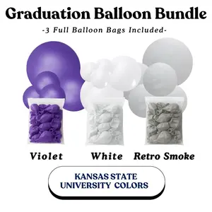 Graduation Balloon Bundle -  Kansas State University Colors I Violet, White, Retro Smoke