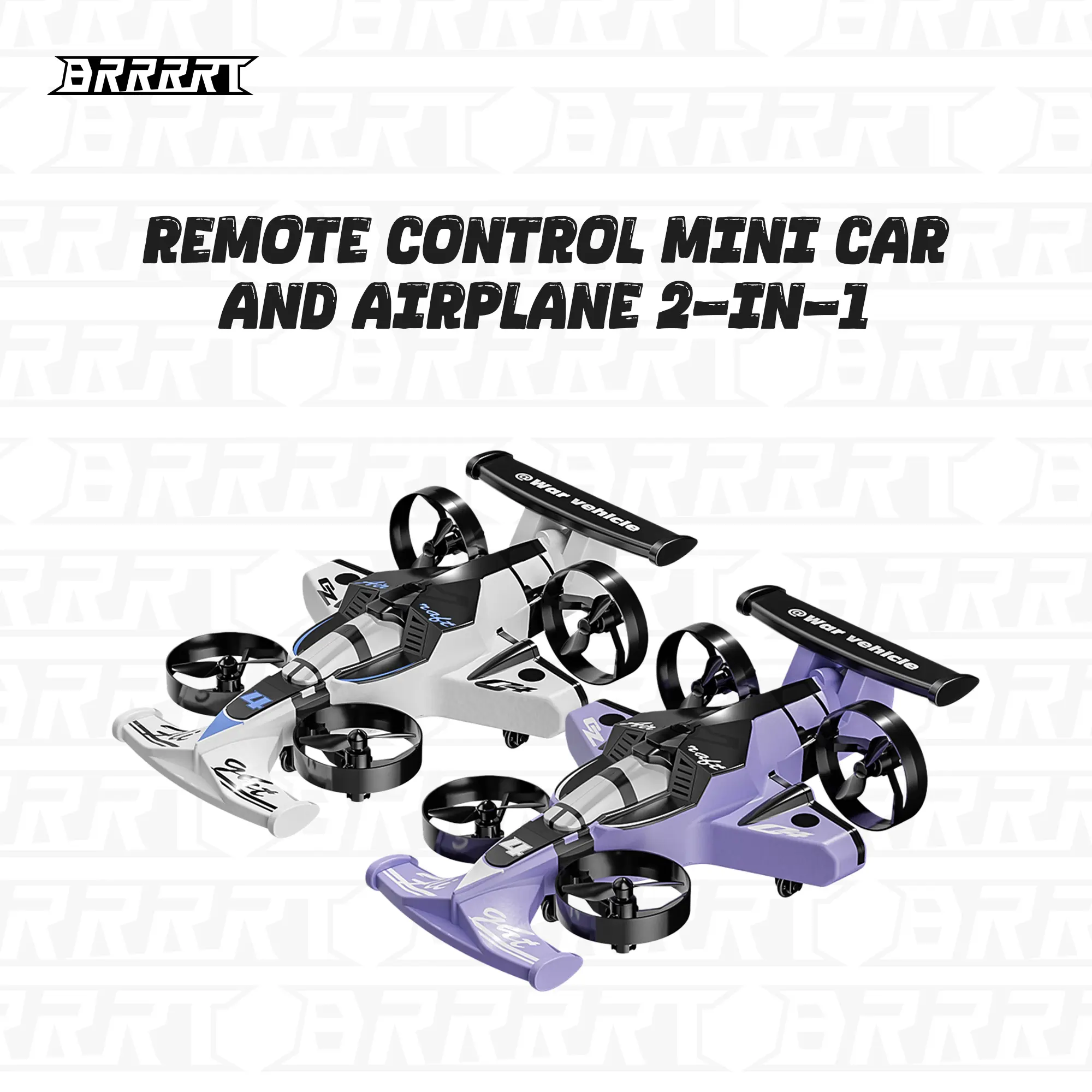 BRRRRT  Remote-controlled car and plane combo, 360-degree drift tires, land and air capable, one-touch lift, impact-resistant materials, three adjustable speeds, perfect gift for boys and girls, top choice for Christmas presents.