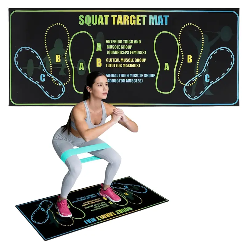 Large Non-Slip Squat Target Pad with Foot Position Markings, 30"x13.8" 4mm Thick, for Correct Form, Leg-Glutes-Core Training, Home Gym, Office Workouts, Travel Fitness Sessions; Advanced Fitness Users, Train Longer, Reduce Knee Pressure