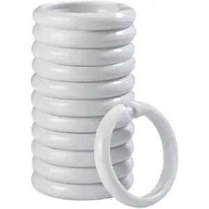 Plastic Curtain Rings-12 Pack - Click Securely in Place - Unbreakable Plastic True O Ring Design - Slide Easily Without Screeching Like Metal (White)