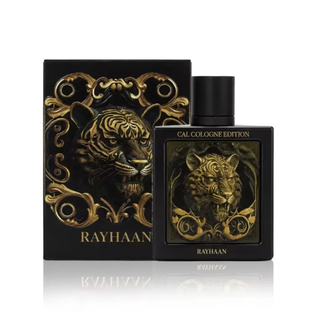 Rayhaan Tiger Cal Cologne Edition Extrait de Parfum 3.4 oz | Saffron Oud Leather Fragrance with Cardamom, Rose & Vanilla | Long-Lasting Unisex Perfume