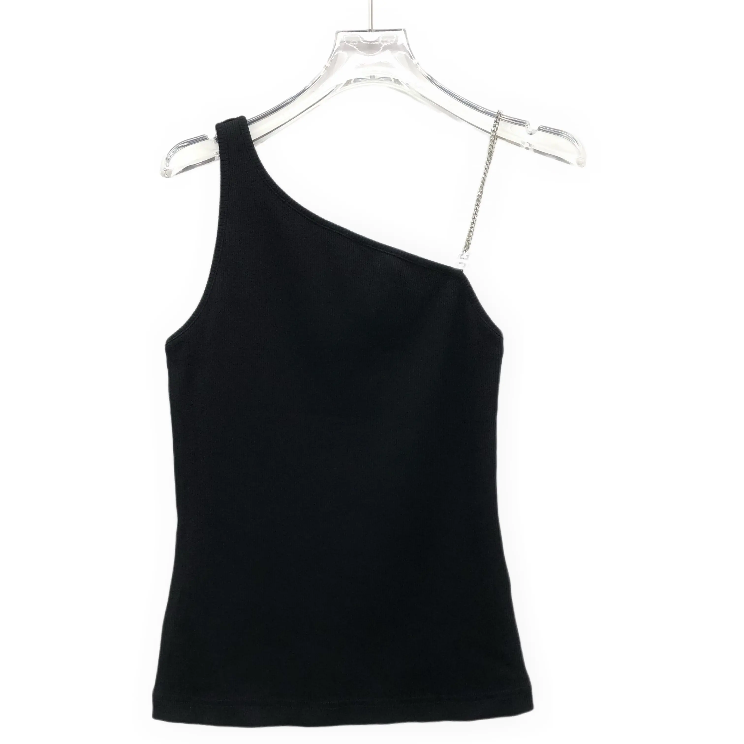 RDLTA- Givenchy Black Logo Chain Strap Cotton Tank Top Size XS