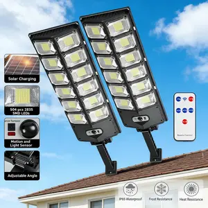 Solar street lamps, solar lamps, supporting three lighting modes for courtyards, garages and driveways (1 set)