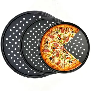 Pizza Pan Set, 9.5,11,12.6'' Multiple Sizes Pizza Pan for oven, Round Nonstick Pizza Pans with Holes, Carbon Steel Pizza Baking Tray for Home Kitchen 3 Pack, For Oven Baking Supplies & Home, Kitchen, Restaurant