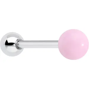 Pink Rose Quartz End Barbell Tongue Ring