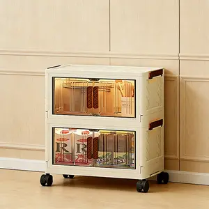 40cm Wide Multi-Functional Storage Cabinet, Foldable Design for Flexible Use, Open Door Multiple Layers for Various Items, Suitable for Home Areas