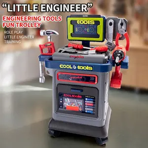 Kids Tool Trolley Playset - 41PCS Pretend Engineer Workshop with Tools, Mobile Workbench Toy, Educational Construction Play Set for Toddlers & Kids