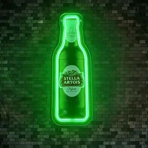 Stella Artois Wall-Mounted Neon Light, Dimmable Mood Lamp, USB Powered Adjustable Lighting, Acrylic Material, Perfect for Parties, Bars, Birthdays, Festivals