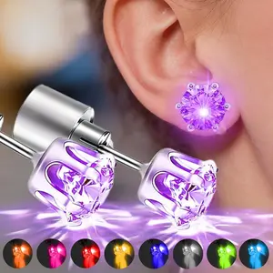 LED Earrings, Light Up Stud Earrings, Glowing Diamond Crown Pendant Earring for Women and Men, LED Jewelry for Party, Wedding, Birthday, Night Out, Disco, Festival
