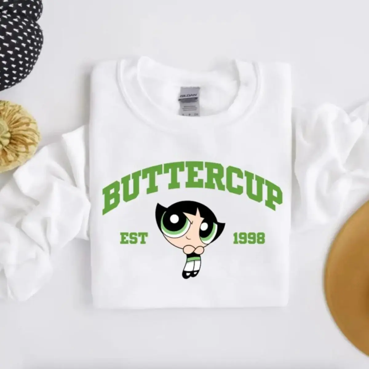 Buttercup T-Shirt Sweatshirt Hoodie, #Powerpuff Girls Character Sweatshirt, Cute Cartoon Weightlifting Tee, Gym Shirt , Unisex Sweater Pullover Tee