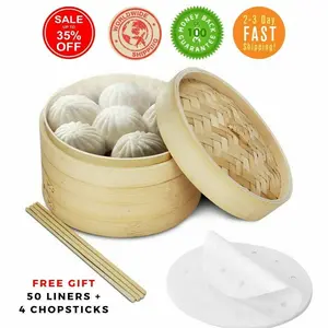 BAMBOO STEAMER 100% HAND MADE 10 INCH 2 TIER NEW