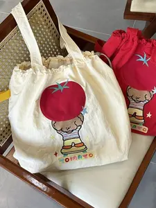 Cartoon Embroidery Large Capacity Shoulder Bag for Women, Casual Style Shopping Tote, Home Outing Commute Storage Bag