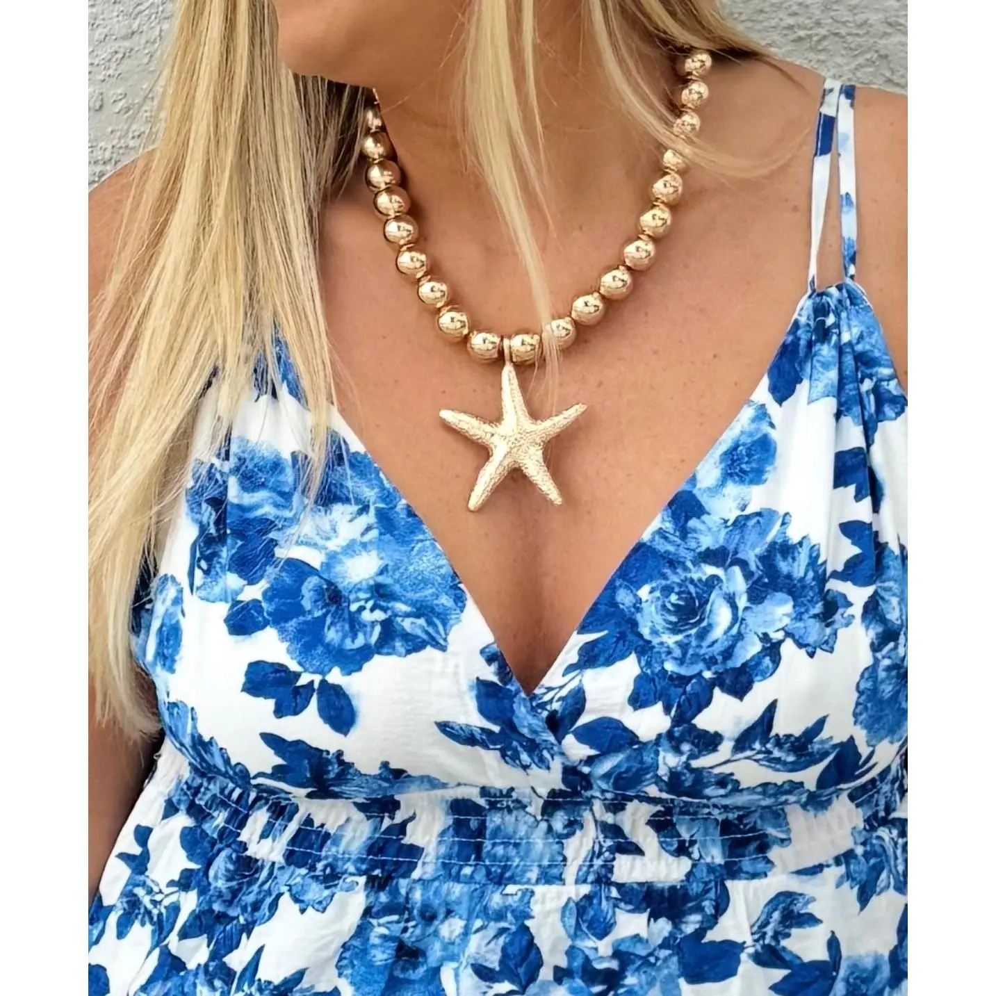 Hammered Starfish Necklace With Earrings