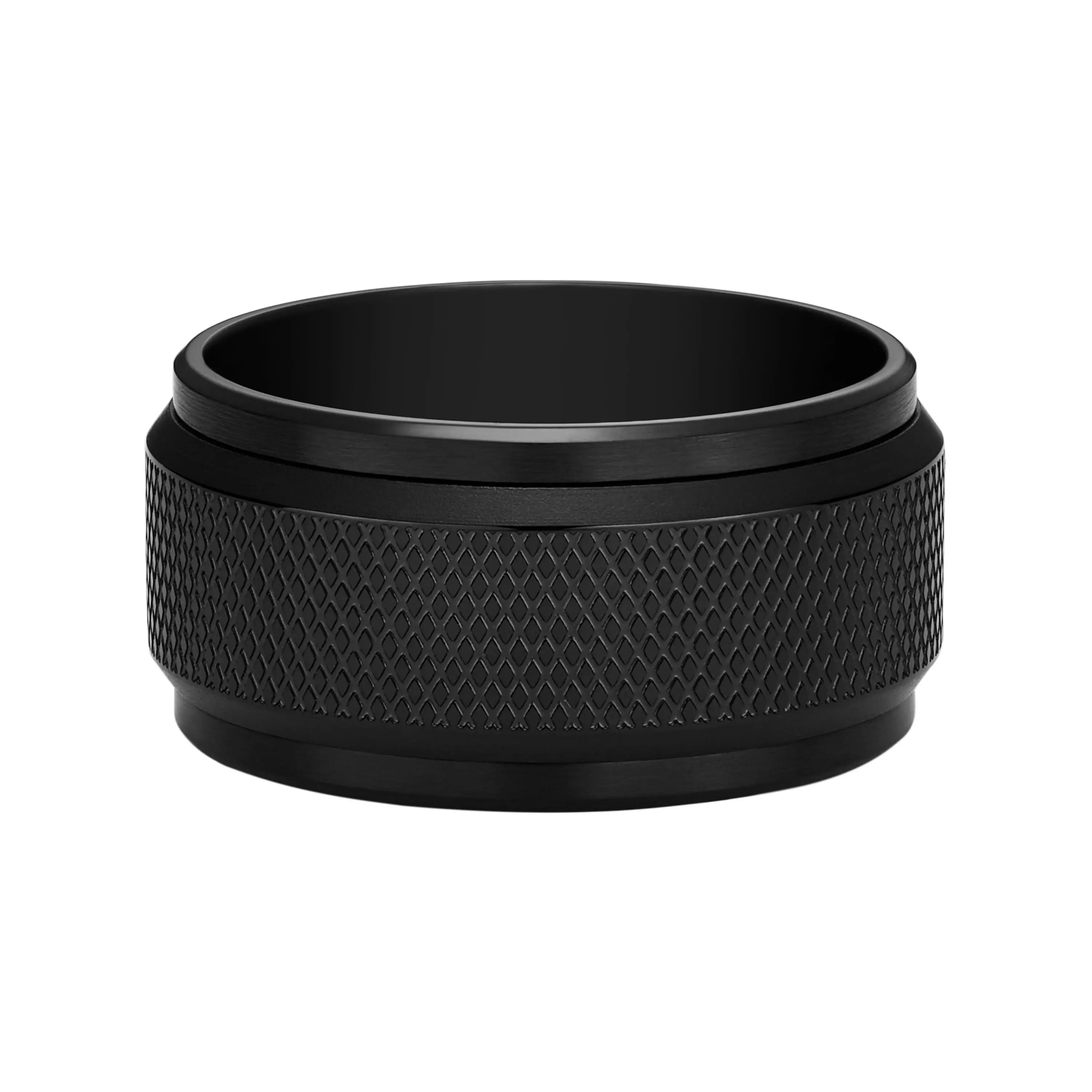 Fossil Men's Knox Spinner Black Stainless Steel Band Ring