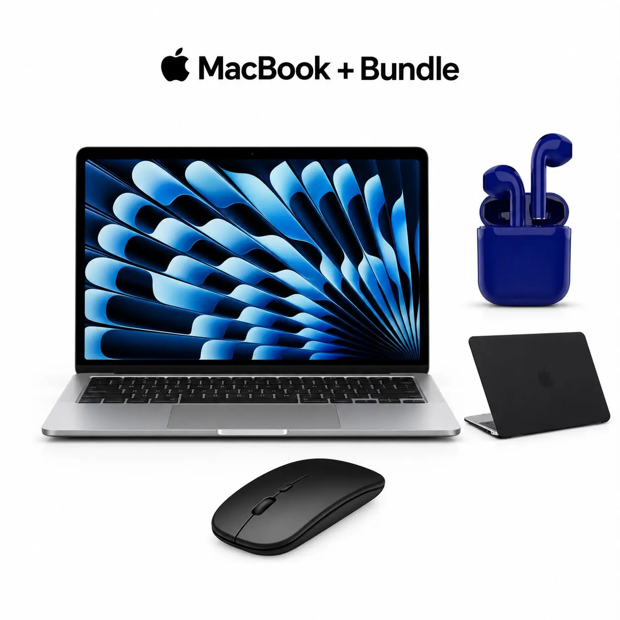 Refurbished Apple Macbook Air 2020 13.3-Inch, All Colors, 8GB RAM, 256GB SSD, Bundle: Protective Case, Wireless Mouse, Earbuds, Charger (Good)