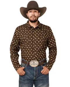 Cody James Men's Reign In Striped Print Long Sleeve Snap Western Shirt - Cjho23w32-Choc