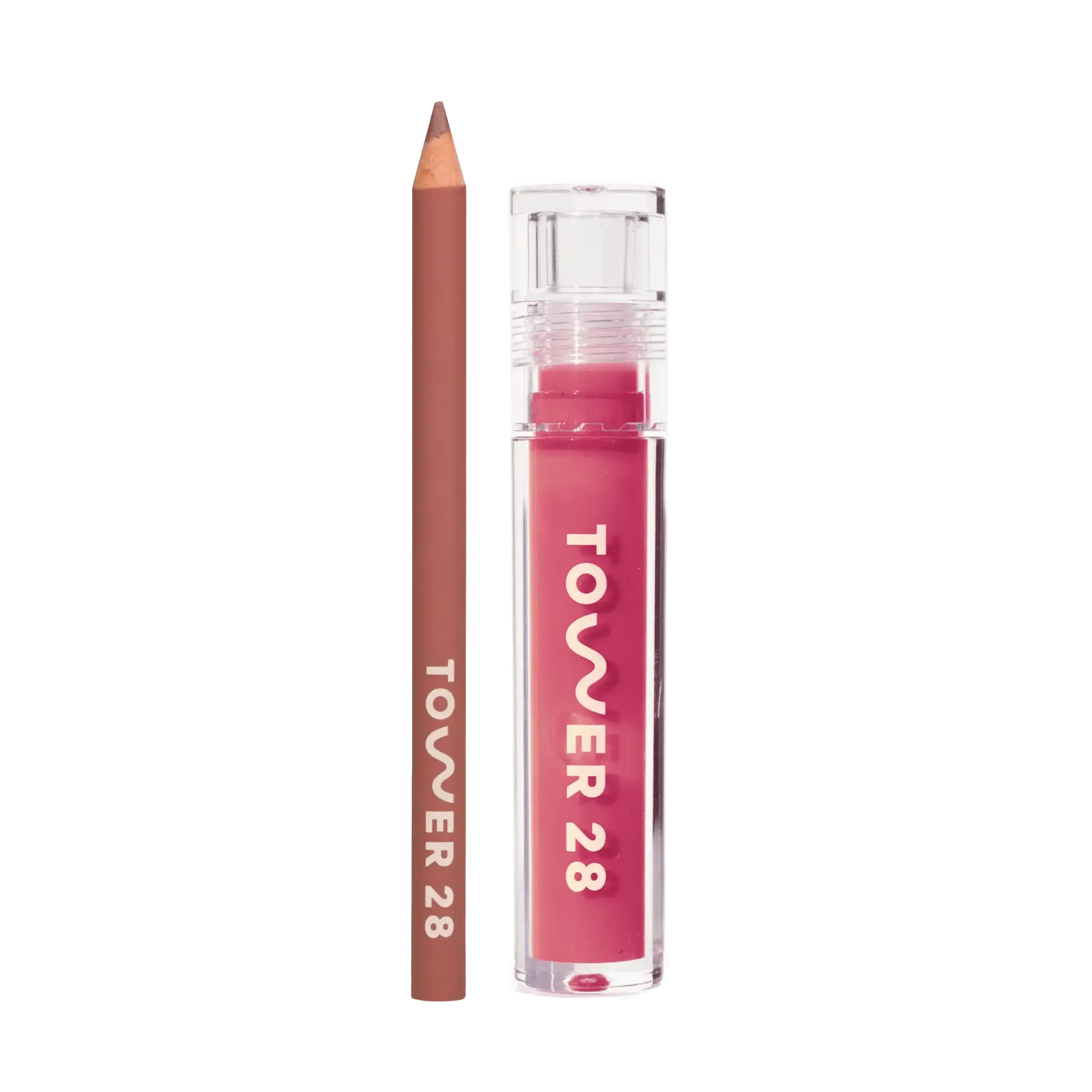 Tower 28 Line + Shine Lip Kit, Limited-Edition Lip Liner and Gloss Duo with Creamy Longwear Formula and High-Shine Finish, Enriched with Skincare Ingredients Glossy Lipgloss