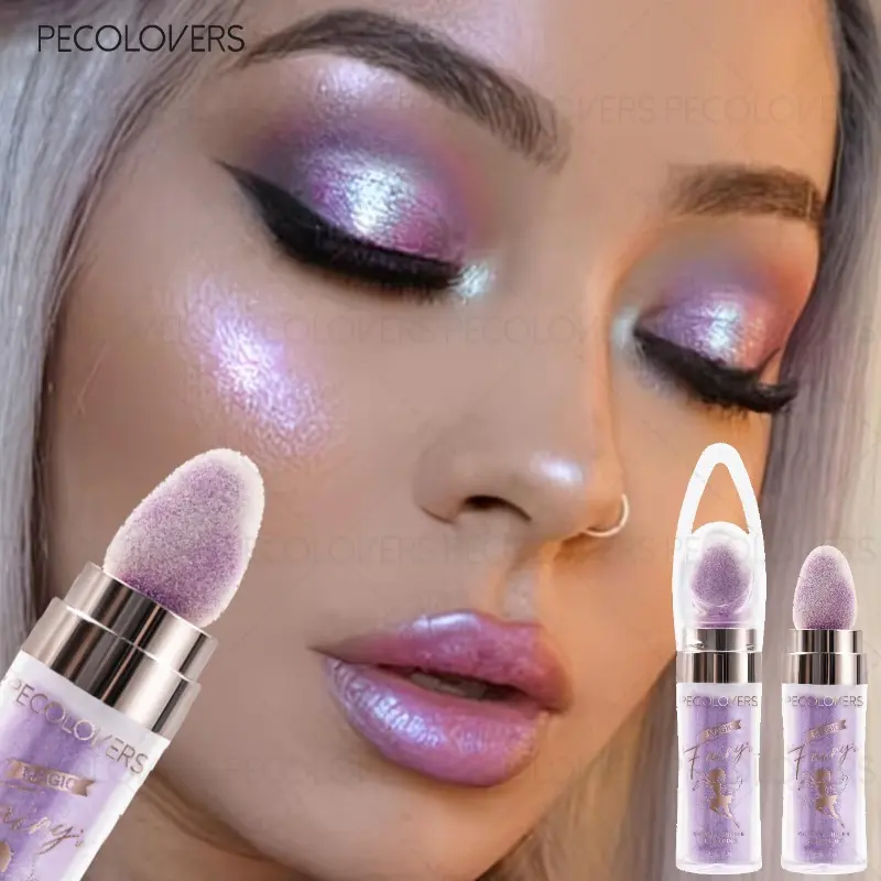 1PC Purple Glitter Highlighter Stick, Shimmer Highlighter, Glowy Highlighter, Brightening Facial Highlights, Shimmering Light Highlighter, Long-lasting Longwear Highlighter for Daily and Party Makeup, Natural Luster, Facial Cosmetics