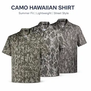 MEN’S CAMO HAWAIIAN SHIRT  LIGHTWEIGHT SHORT SLEEVE BUTTON DOWN – SUMMER BEACH & STREETWEAR