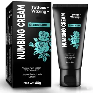 5% Lidocaine Numbing Cream for Tattoos & Waxing – Fast-Acting Topical Pain Relief with Vitamin E (60g)