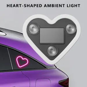 Solar Rechargeable Heart-Shaped Car Window LED Ambient Light, Auto Sensing Multi-Color RGB Decorative Lamp, Create Romantic Atmosphere, Interior Car Lights, Car Ambient Lighting