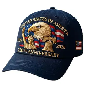 Anniversary Eagle Print Hat Unisex Adjustable Washed Cotton Peak Hat Trucker Hats Outdoor Visor Baseball Cap