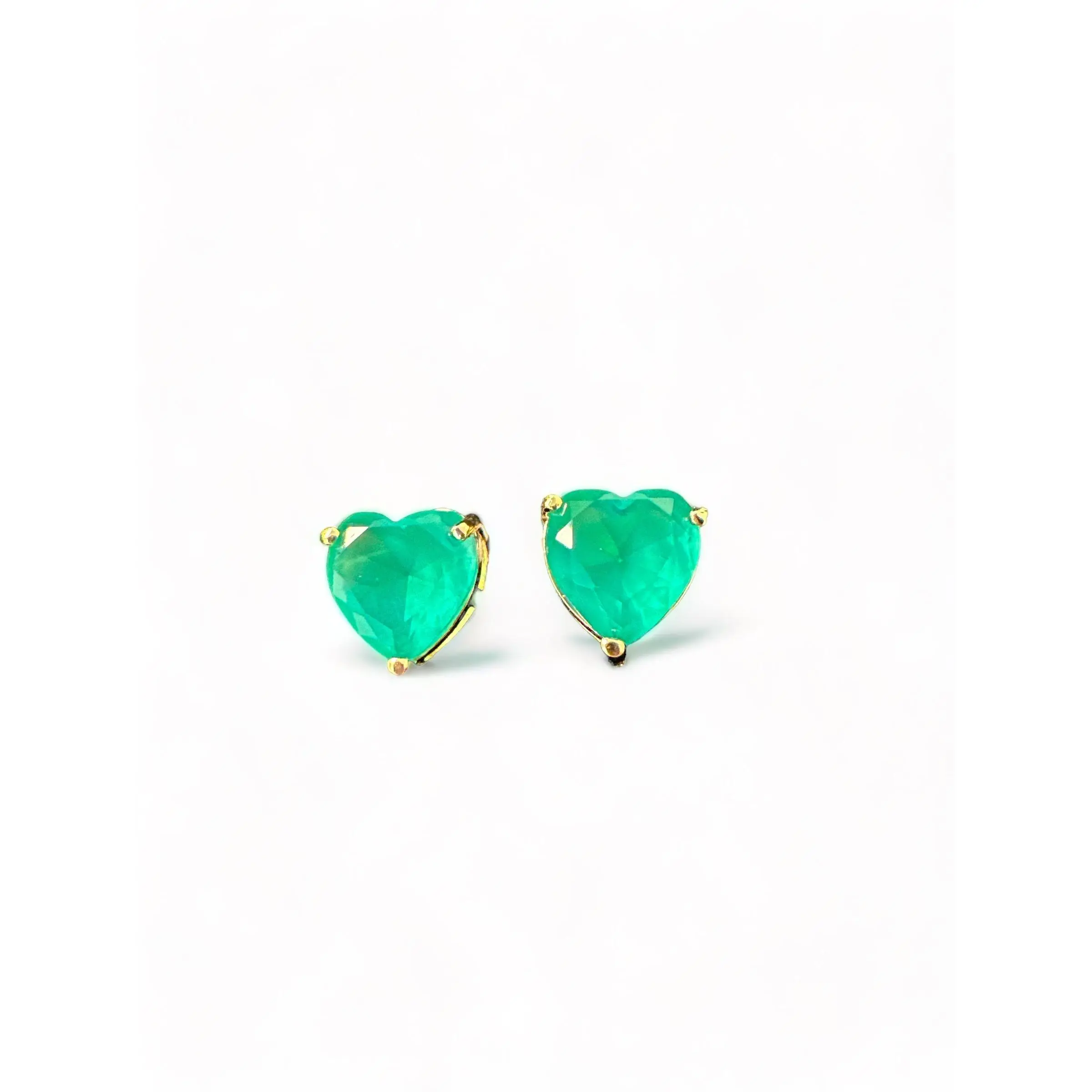 Green Heart Stone Earrings