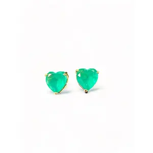 Green Heart Stone Earrings