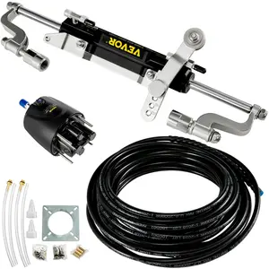 VEVOR Hydraulic Steering Kit, 300HP Hydraulic Steering Compact Cylinder, Hydraulic Outboard Steering Kit with Helm Pump for Boat Marine Steering System