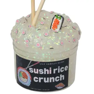Sushi Rice Crush Bingsu Slime, Japanese Cherry Blossom Scented with Charm and Chopsticks