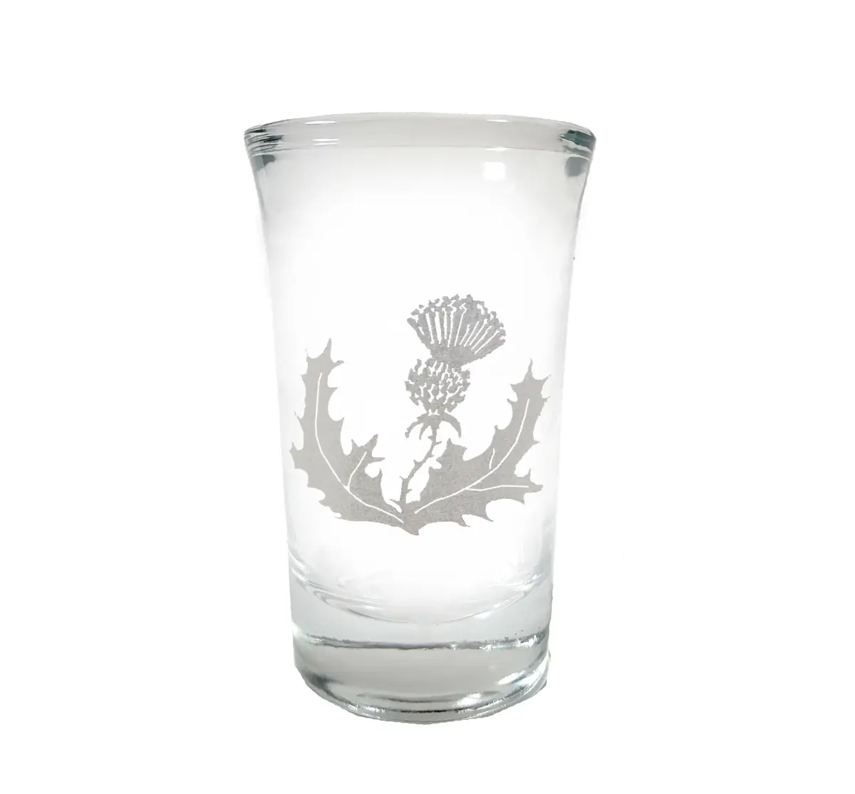 Lyoncraft SHTH01 Classic 1.5oz Scottish Thistle Engraved Shot Glass - Dishwasher Safe, Flared Lip Kitchenware Drinkware for Whisky Serving, Liquor Pouring