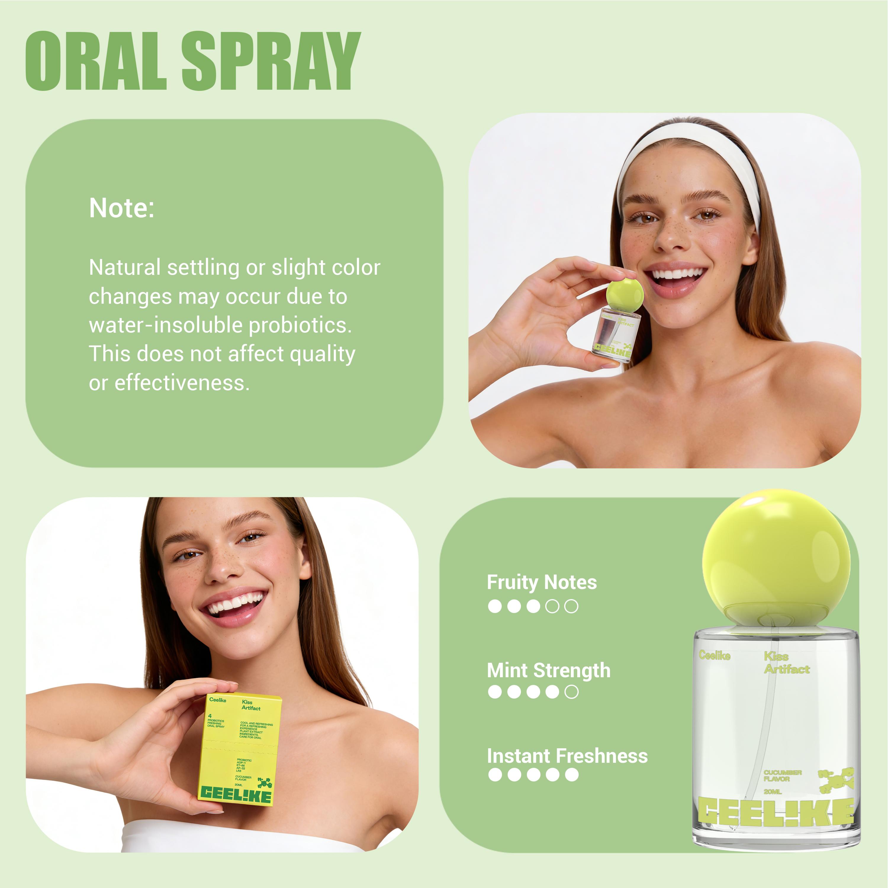 CEELIKE Probiotic Cucumber Oral Spray | 20ml for Long-Lasting Freshness & Oral Care | Sugar-Free & Portable Breath Freshener
