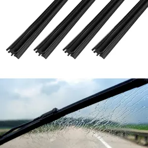 4PCS 18 Inch Adjustable Universal Replacement Windshield Wiper Blade Refills, Frameless Boneless Silicone Insert Strips for Most Cars