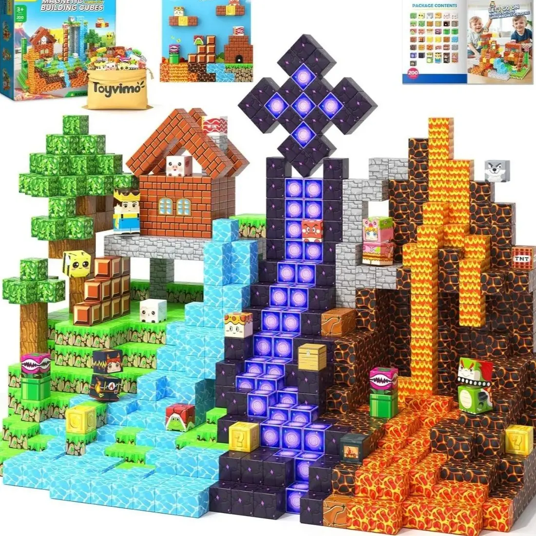 EFFUN 120PCS Colorful Magnetic Cubes Building Set - STEM Montessori Sensory Tiles, Kids Toys for Encouraging Creativity & Family Bonding, Valentine's Day & Birthday Gift