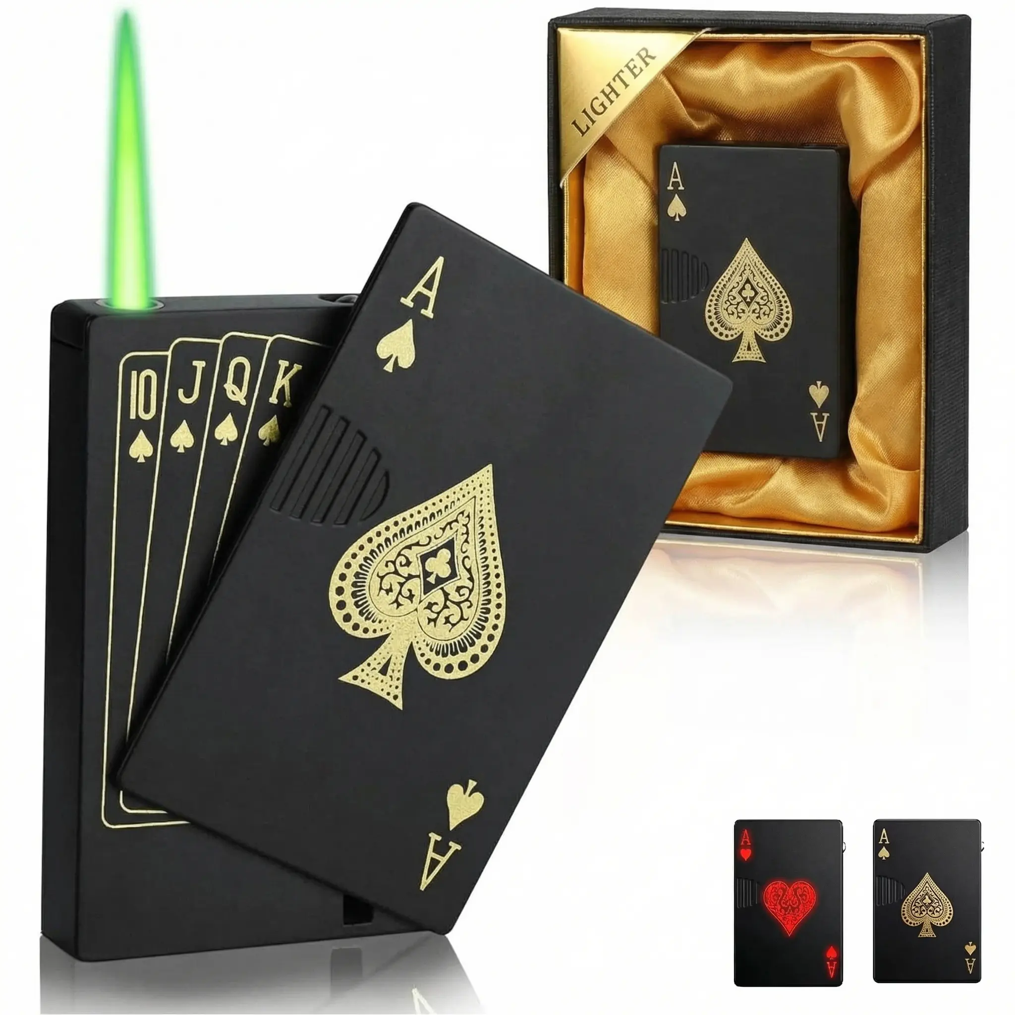 Smooth Matte Black Electronic Alloy Jet Torch Lighter Gift Set with Accessory Box - Gentlemen's Father's Day Heart-Themed Home Supplies - Must Be Manually Filled with Gas Before First Use - Ideal for Candle Enthusiasts