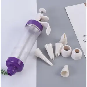 1set Buttercream Piping Gun Cake Decorating Tips DIY Manual Dessert Injector Baking Tools for Cookies Cakes Cream Puffs Multi Pattern Nozzles