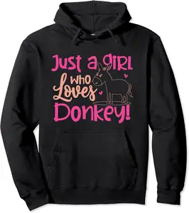 Donkey Girl Cute Donkey Lady Outfit Gifts Pullover Hoodie - Markbrasel Shop 27B08FN6CB4Q