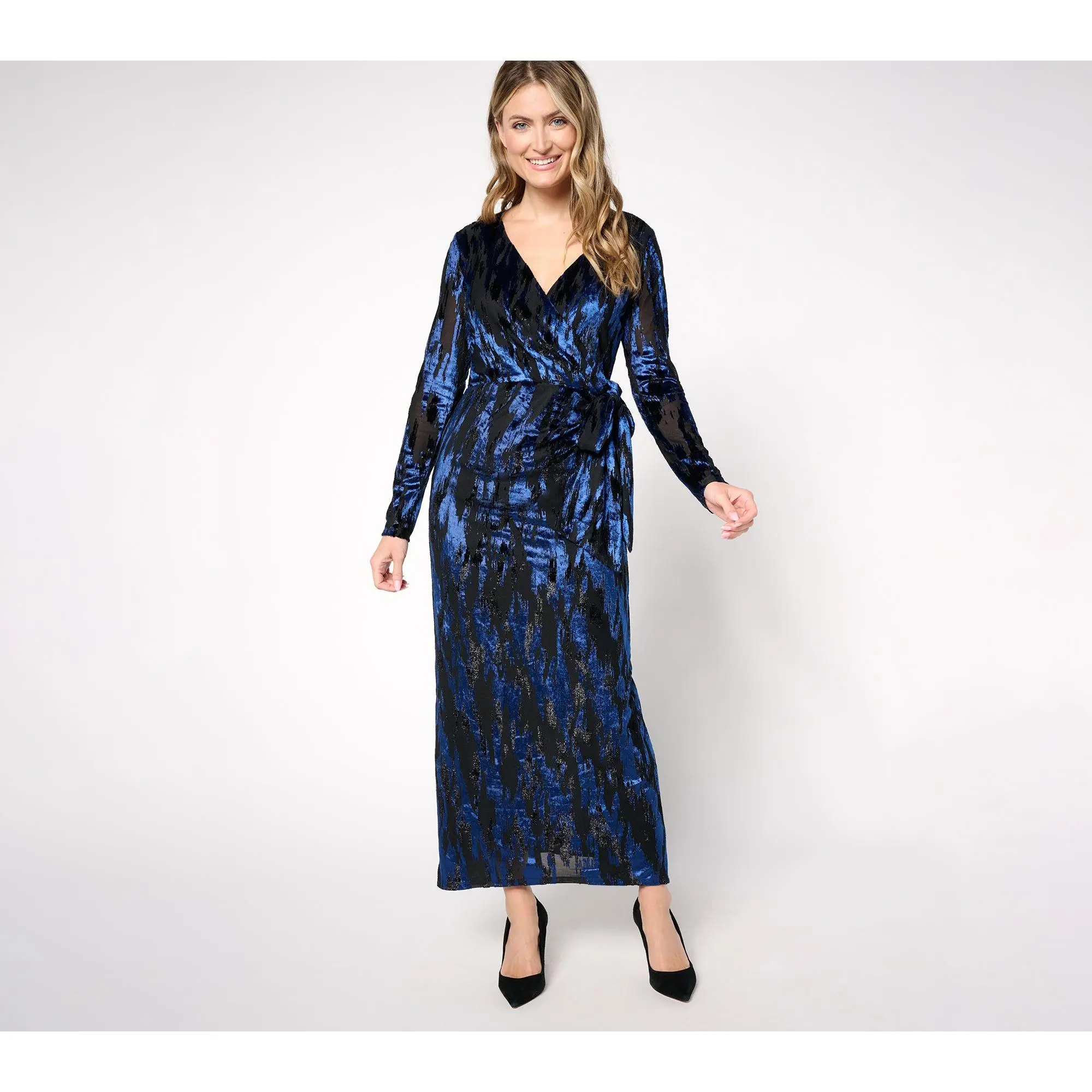 Dennis Basso Regular Stretch Burnout Evening Gown