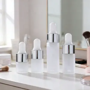 10pcs 1ML 2ML 3ML 5ML Frosted Mini Glass Dropper Bottles, Small with Glass Eye Dropper for Essential Oils, Sample Traveling