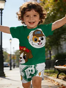 Adorable Cat Summer, Banana Cat Space Element Kids Short Sleeve Shorts Set, Casual Homewear, Perfect Gift for Infants