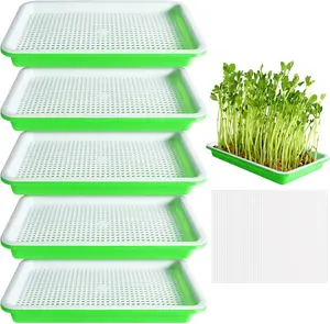 Ebaokuup 5 Pcs Seed Sprouter Tray with Drain Holes - BPA Free Seed Germination Propagation Trays, Soil-Free Wheatgrass Bean Sprouts Microgreens Growing Kit with Germinating Paper EBaokuup