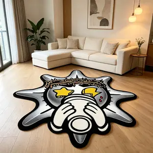 1 piece Creative Artistic Pattern Rug/Mat, Trendy Graffiti Sun Pattern Rug, Pet Anti-Slip Mat, Thickened Soft and Comfortable Plush Anti-Slip Mat, Suitable for Living Room, Bedroom, Dressing Room, and Leisure Area. Machine Washable and Washable.
