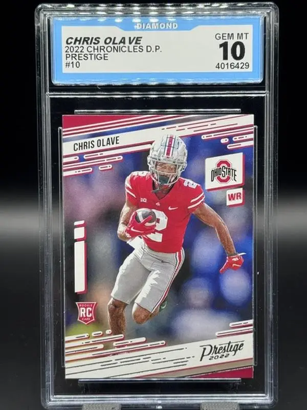 2022 Panini Chronicles Prestige #10 NFL Football Card Ohio State Chris Olave ROOKIE CARD Graded Gem Mint 10