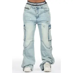 Sharita Light Wash Baggy Fit Snap Jean