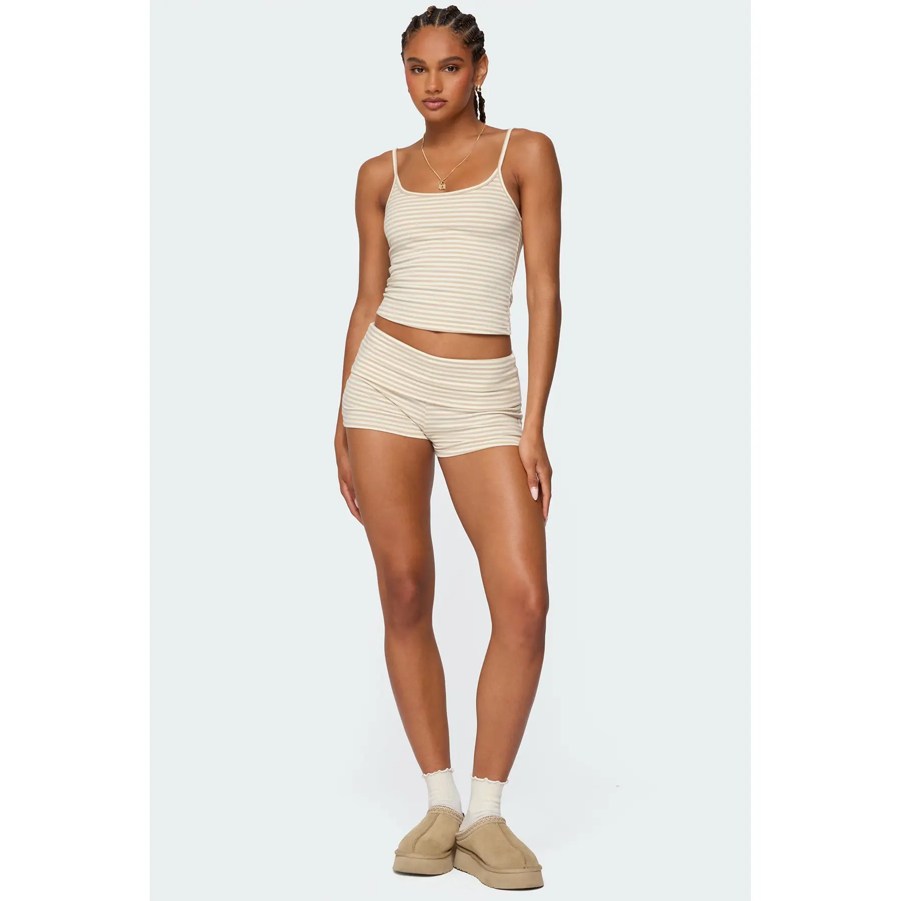 Kodi Striped Fold Over Shorts