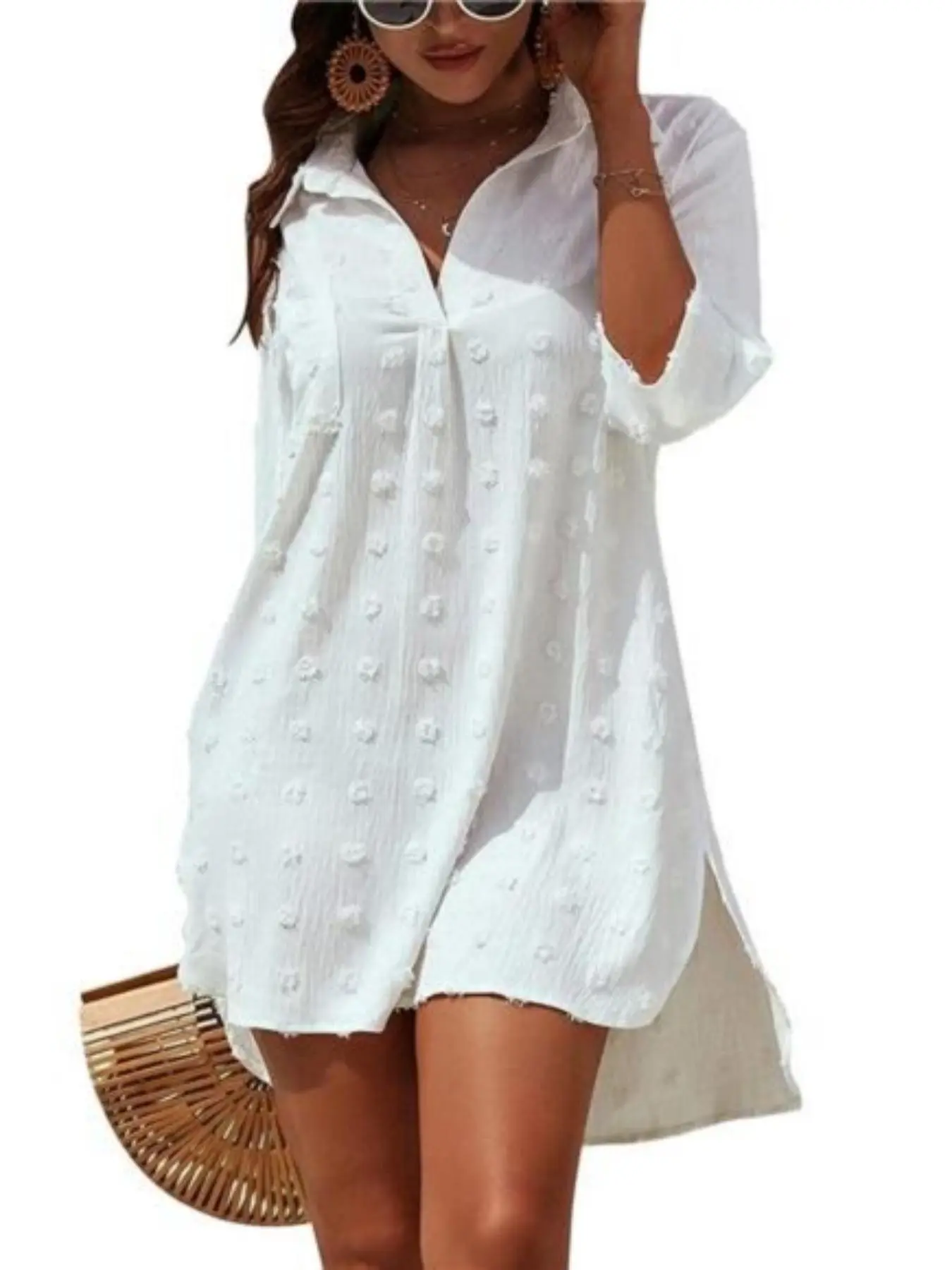 Women's Solid Color Cover Up, Casual Swimsuit Cover Up Beach Cover Ups for Summer, Fashion Women's Swimwear for Beach Holiday Vacation, Summer Coverup, Swimsuit Coverups
