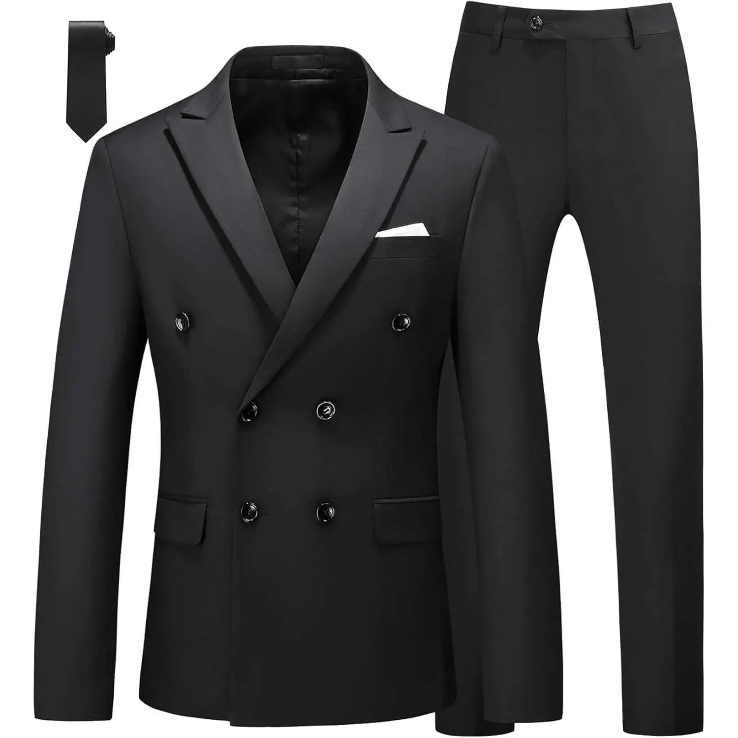 MOGU Men's 2-Piece Slim Fit Double-Breasted Blazer & Tuxedo Pants Suit, Classy Elegant Menswear for Office Formal Wear, Workwear, Birthday